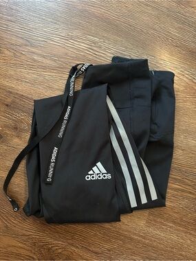 adidas Black Leggings with Reflective 3-Stripe Detail